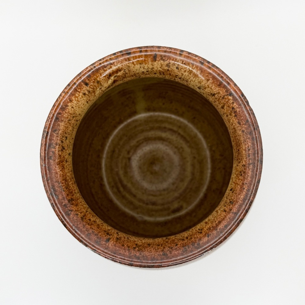 Studio Pottery Signed Thrown Speckled Brown Stoneware Vase 6.25" Cottage Rustic - Picture 3 of 6